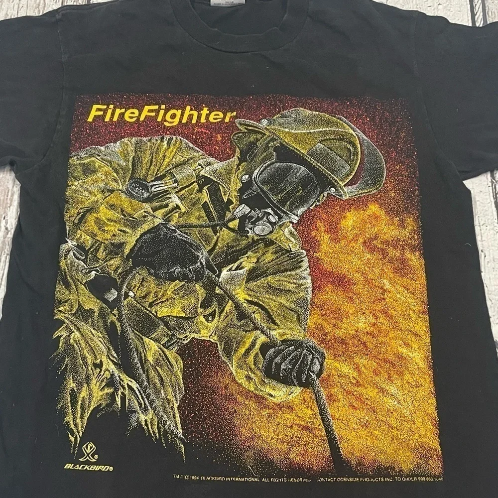 Vintage 1990s Firefighter Crewneck 90s Fireman Crewneck Tshirt